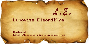 Lubovits Eleonóra névjegykártya